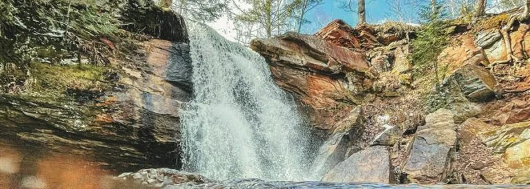 Waterfall in a natural mountain landscape