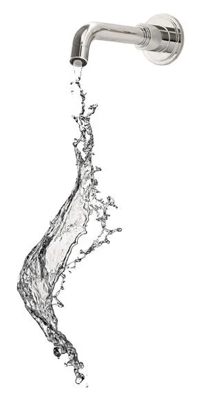 Water flowing from a modern tap
